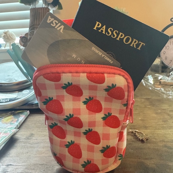 Handbags - Strawberry Print Tumbler Pouch